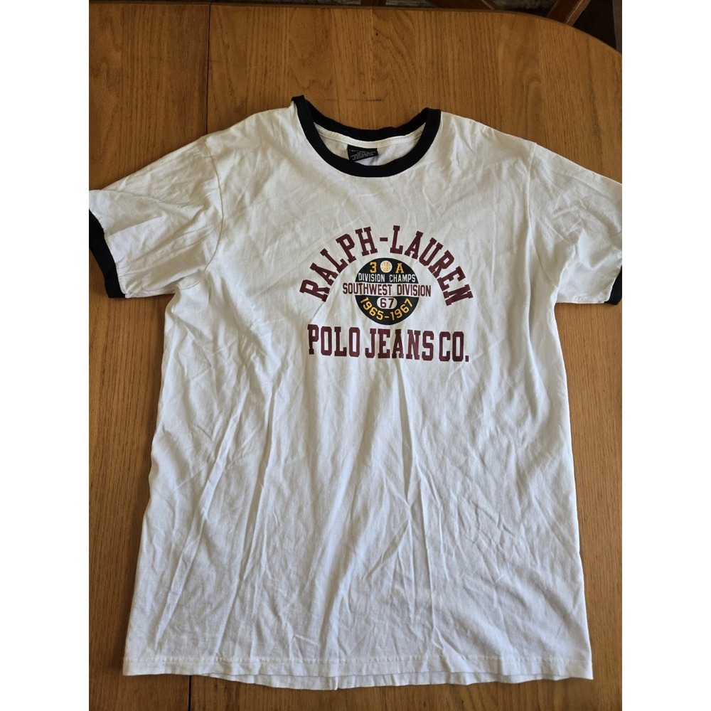 Vintage Polo Jeans Co Ralph Lauren Men's XL Graphic Ringer T-Shirt Size Large